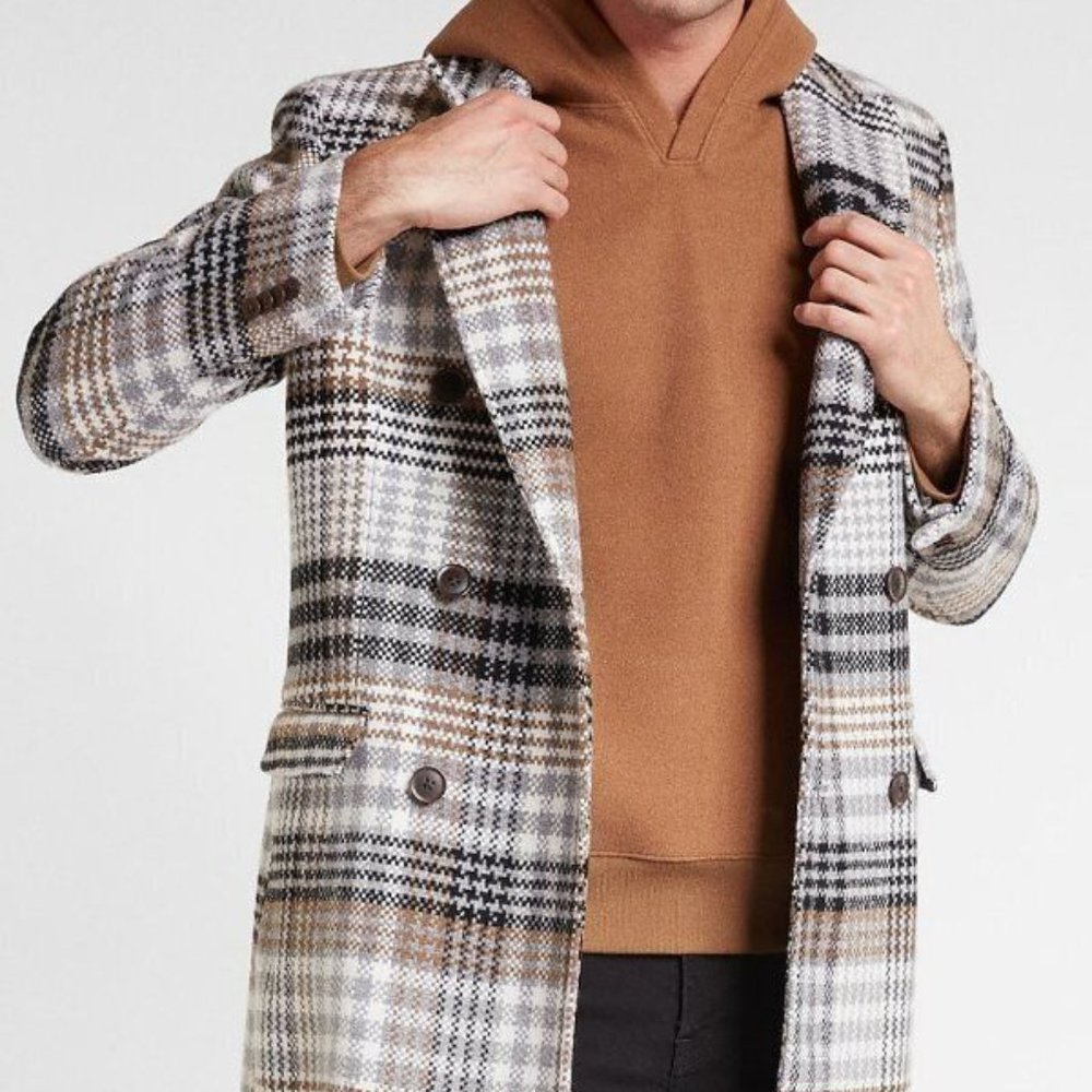 (NWT) Express Men's Plaid Coat Large